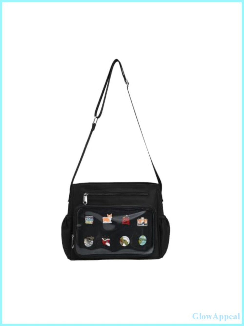 Canvas Crossbody Ita Bag Pin Display Shoulder Messenger Purse